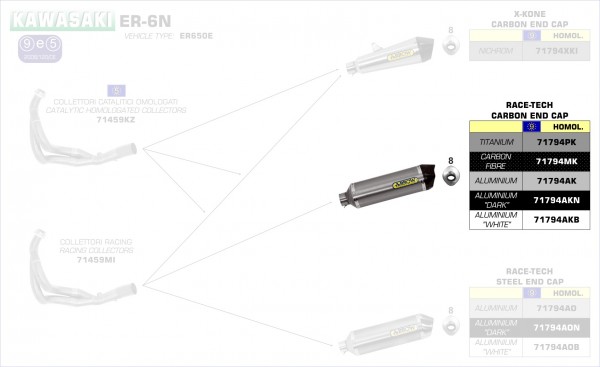 Arrow Endschalldämpfer Race-Tech Titan  Kawasaki ER-6F 12-16
