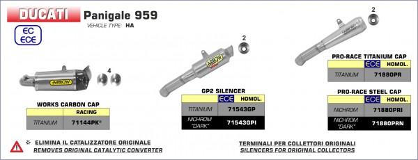 Arrow Pro-Race Edelstahl DUCATI 959 PANIGALE 16-19