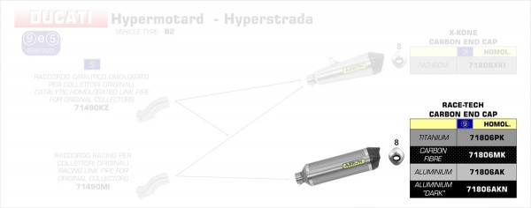 Arrow Endschalldämpfer Race-Tech Aluminium,  Ducati Hypermotard / H