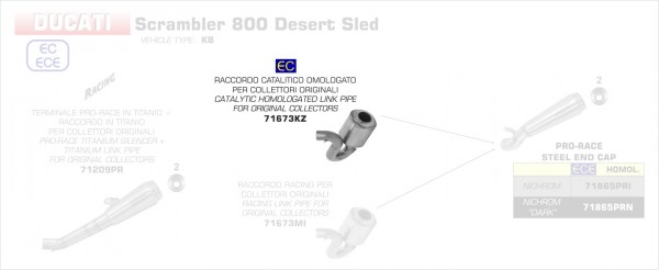 71673KZ-Arrow Vorschalldämpfer mit Kat DUCATI SCRAMBLER 800 DESERT SLED 17