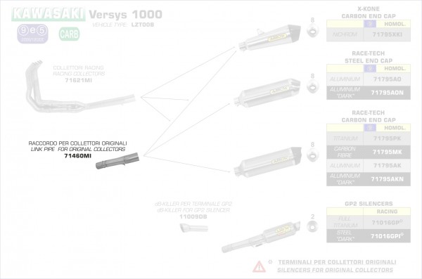 71460MI-Arrow Zwischenrohr für Originalkrümmer Kawasaki Versys 1000 15-16