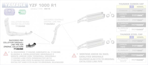 Arrow Zwischenrohr für Originalkrümmer Yamaha YZF 1000 R1 07-08