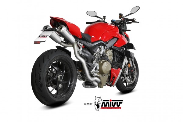 Mivv X-M1 Edelstahl hochgelegt Ducati Streetfighter V4