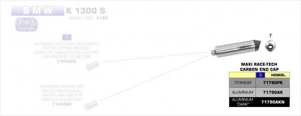 Arrow Endschalldämpfer MaXi Race-Tech Aluminium,  BMW K 1300 S 12