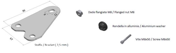 MIVV Haltesatz für 00.73.KU.001.SC4 - UNIVERSAL Schalldämpfer rechts