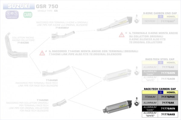 Arrow Endschalldämpfer Race-Tech Titan  Suzuki GSX-S 750 17-19