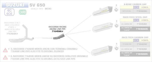 71645MI-Arrow Zwischenrohr für Endschalldämfer Race-Tech Suzuki SV 650 16-19