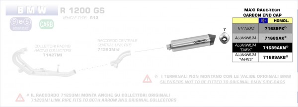 Arrow Endschalldämpfer MaXi Race-Tech Aluminium schwarz", " BMW R 1200