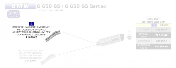 Arrow Verbinsugnsrohr mit Kat für Original Krümmer BMW G 650 GS/SERTAO 11-13