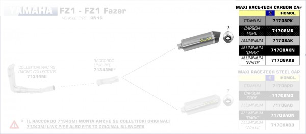 Arrow MaXi Race-Tech Approved carby silencer with carby end cap Yamaha FZ1 - FZ1