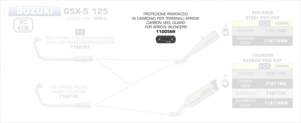 11005MI-Arrow Carbon Hitzeschutz SUZUKI GSX-S 125 &#039;17