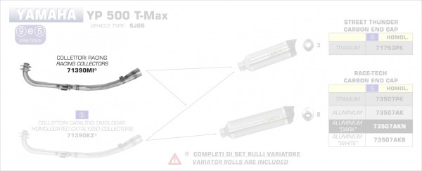 Arrow Racing Krümmer Yamaha YP 500 T-MAX 08-11