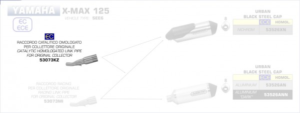 53073KZ-Arrow Verbindungsrohr mit Kat Yamaha X-MAX 125 18-20